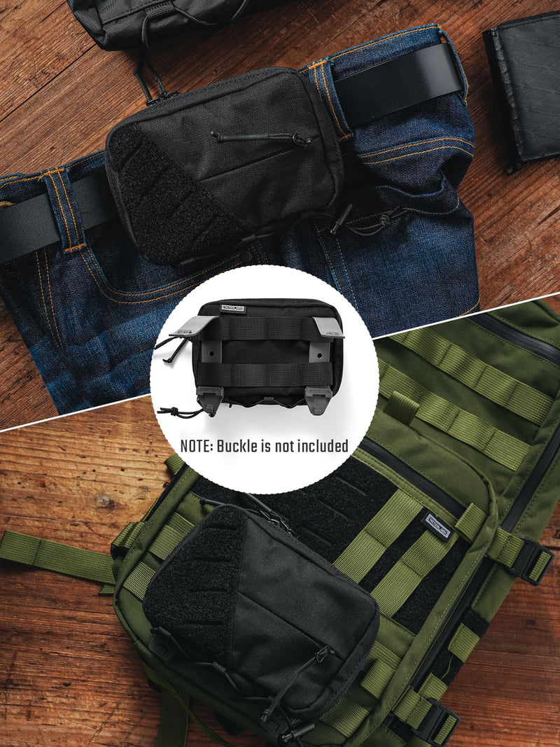 TACTICAL GEEK Block E4.0 EDC Compact Waist Pouch, Utility Pocket Organizer with Elastic Cord, Nylon Dual-Directional Zippers Tool Pouch, Multi-Purpose Small Gadget Organization for Daily Carry(Black) E4.0-Black