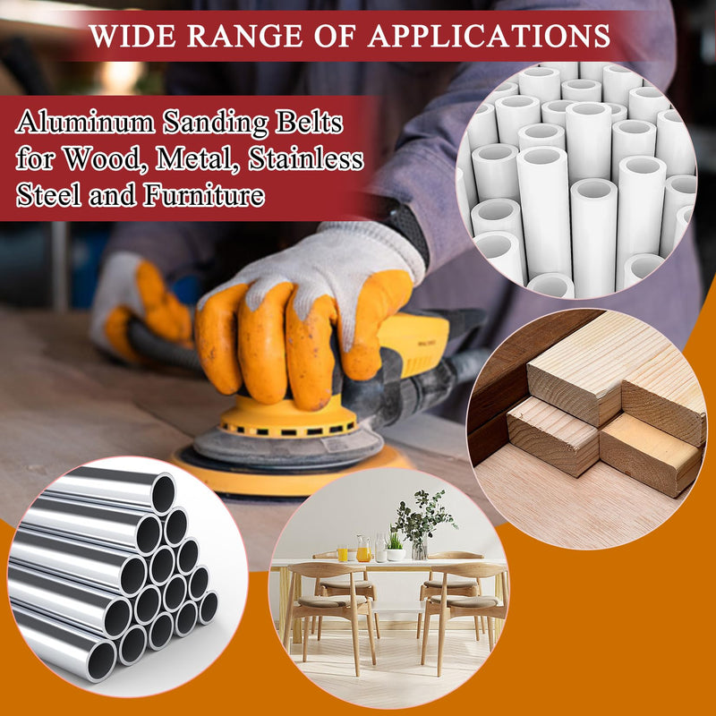 [Australia - AusPower] - 4 x 36 Inch Alumina Sanding Belts (80/120/150/240/400 Grits) and 6 Grits 6-Inch Self Stick No Hole Sanding Disc 11PCS Set for Aluminum Oxide Sanders, Sandpaper for Wood Metal Stainless Steel 11 