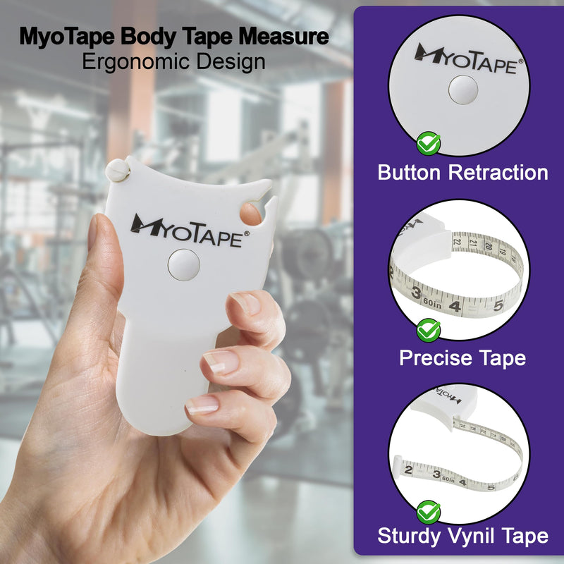 [Australia - AusPower] - MyoTape Body Measure Tape - Arms Chest Thigh or Waist Measuring Tape for Personal Trainer or Home Fitness Goals 