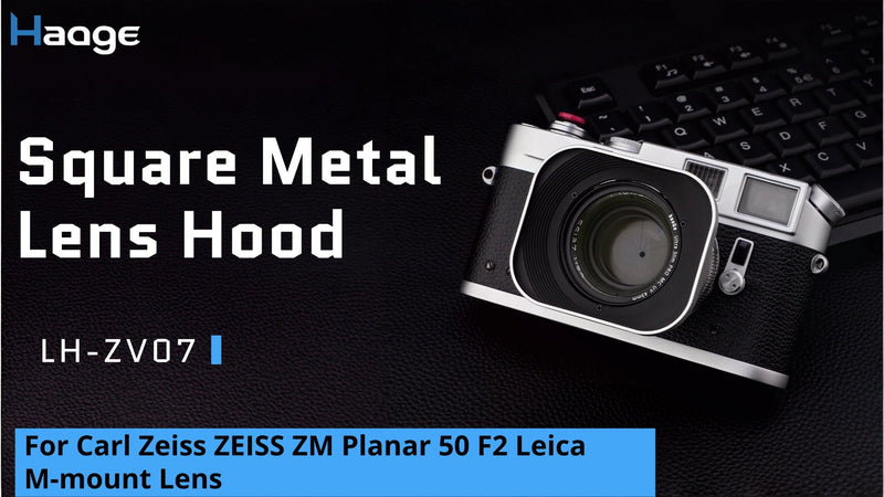 Haoge LH-ZV07 Square Metal Lens Hood for Carl Zeiss Biogon T* 2/35 35mm f2 ZM, C Biogon 2.8/35 35mm f2.8 ZM, Planar T 2/50 50mm f2 ZM; Voigtlander NOKTON Classic 35mm f1.4 VM, 40mm f1.4 VM as LH-6 [Square - Silver]