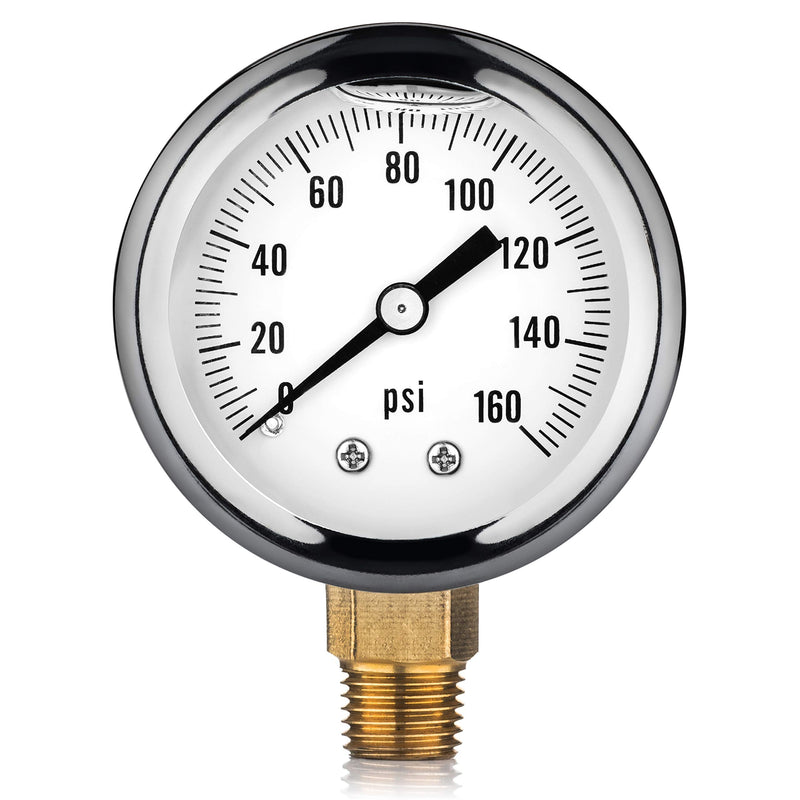 [Australia - AusPower] - Water Pressure Gauge 1/4" NPT. RV Pressure Gauge Water Well Oil Filled Gauge. 0-160 PSI. 