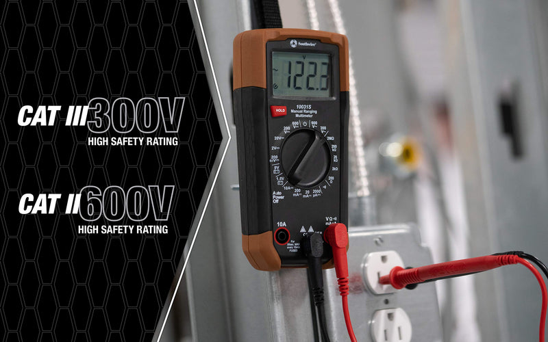 [Australia - AusPower] - Southwire 10031S Manual Multimeter, 0-600VAC, +/(1.2 percent +10) Accuracy, ABS, black Brown 