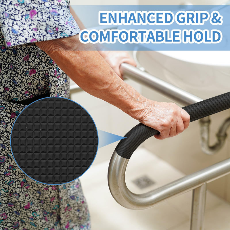 PATIKIL 7.1 x 7.9 Inch Non-Slip Grip Tape, Waterproof Non-Abrasive Traction Tape Self-Adhesive Cushion Pad Strips for Handrails Game Controllers Ovens- 8 PCS (Black) Black