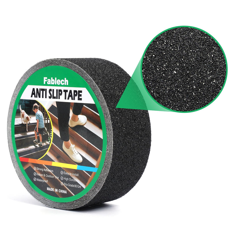 2" x 35' Heavy Duty Anti Slip Traction Tape, Waterproof High Grip Non Skid Strips for Indoor Outdoor Steps, Stairs, Ramps, Pool Decks and Garage black 2"×35FT