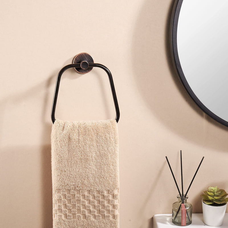 Bronze Toilet Paper Holder Hand Towel Holder, Bath Towel Ring Toilet Paper Roll Holder Oil Rubbed Set, Rustic Toilet Tissue Holder Towel Hanger Bathroom Hardware Farmhouse Wall Mounted 2 Pieces Trapezoid