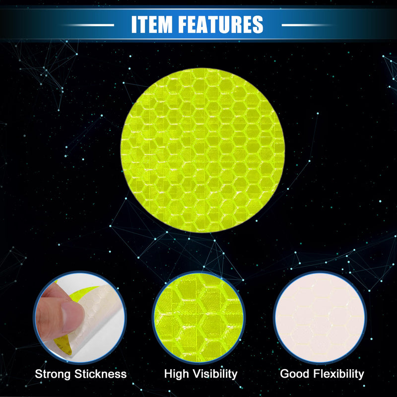 20 Pcs Reflective Stickers, 1.97" OD Round Shape Safety Tape Reflector Universal for Cars Trucks Trailers Waterproof PET Fluorescent Yellow Green
