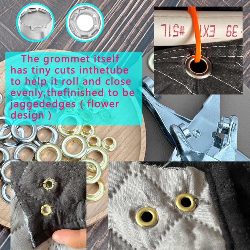[Australia - AusPower] - 403Pcs 1/2 Inch Grommet Tool Kit, Grommet Kit, Eyelet Kit with Leather Hole Punch Pliers,400 Metal Eyelets and Grommets in Gold and Silver for Leather, Shoes, Fabric, Belt 
