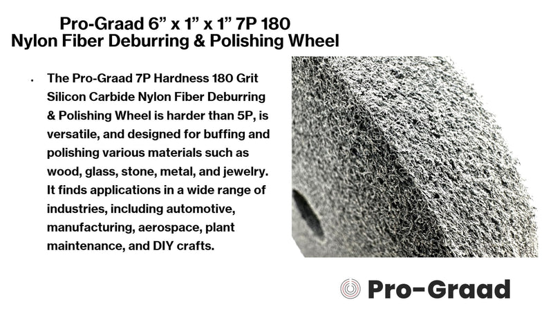 [Australia - AusPower] - Nylon Fiber Deburring Wheel 6" x 1" x 1" 7P Hardness 180 Grit Silicon Carbide Brushed Polishing Buffing Unitized Wheel for Bench Grinder, Buffing Machine, with Adapter for 1/2 5/8 3/4 Arbor 