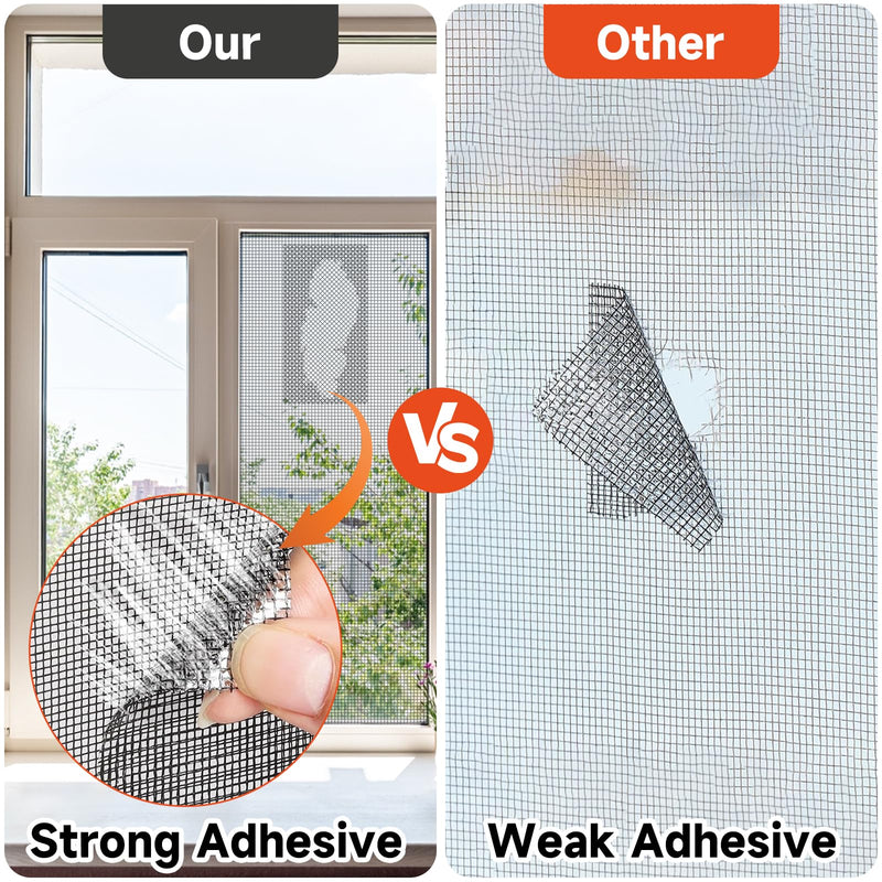 HOFUDON 4in X 20ft Window Screen Repair Tape Grey- Heavy Duty 3-Layer Adhesive, Waterproof Fiberglass Mesh