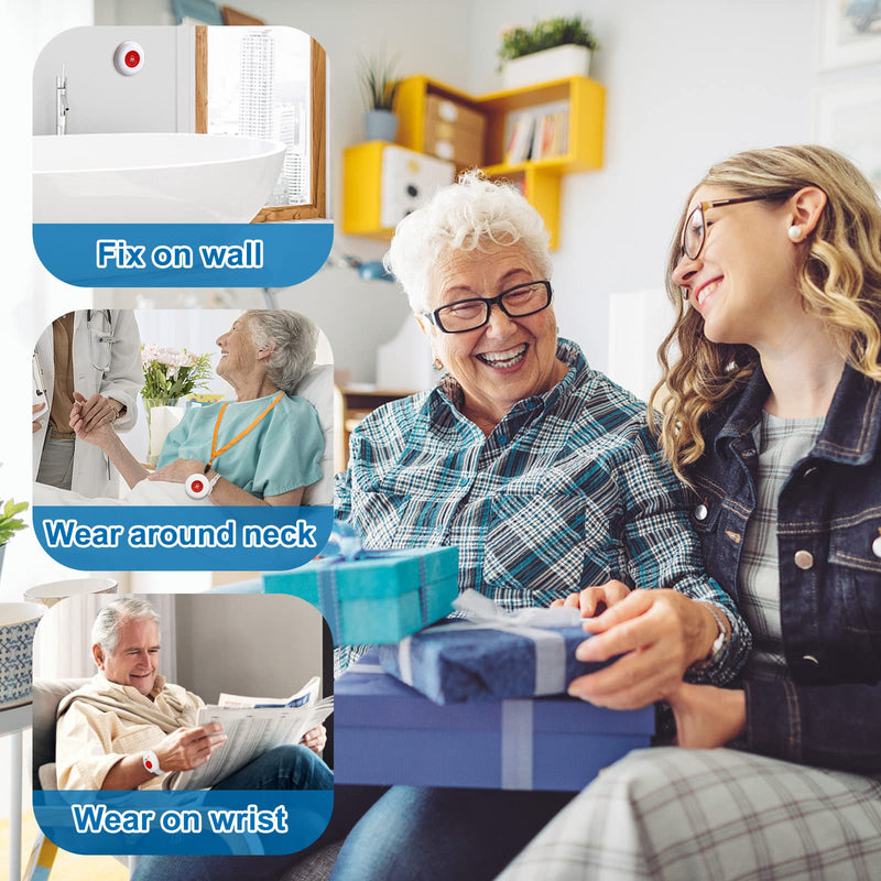 [Australia - AusPower] - Daytech Wireless Caregiver Pager Call Button Elderly Nurse Alert System for Elderly Monitoring/Seniors with 2 SOS Call Panic Buttons & 2 Watch Pagers, 500+Feet 3 Receivers 2 watches+2 call buttons+3 receivers 