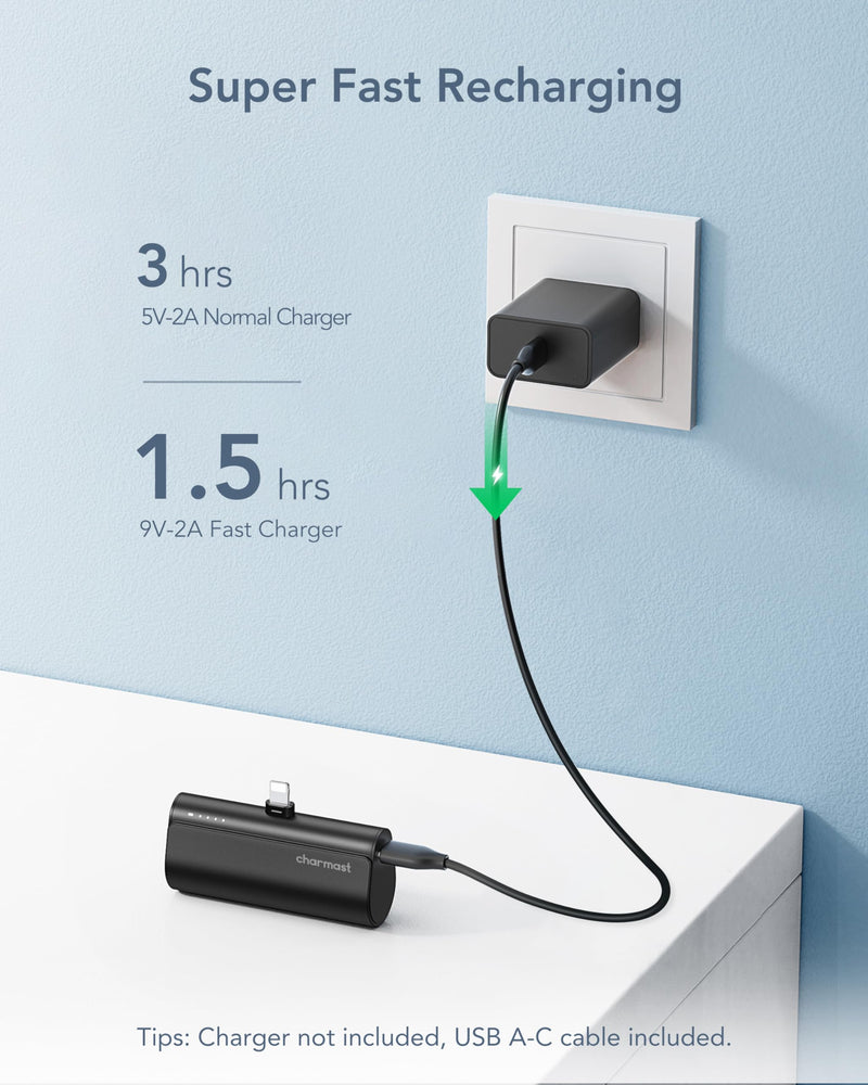 [Australia - AusPower] - Charmast Small Portable Charger 5000mAh, Ultra-Compact 20W PD Fast Charging Power Bank Mini Battery Pack Compatible with iPhone 14/14 Pro Max/13/13 Pro Max/12/12 Pro Max/11/XR/X/8/7/6, and More A Black 