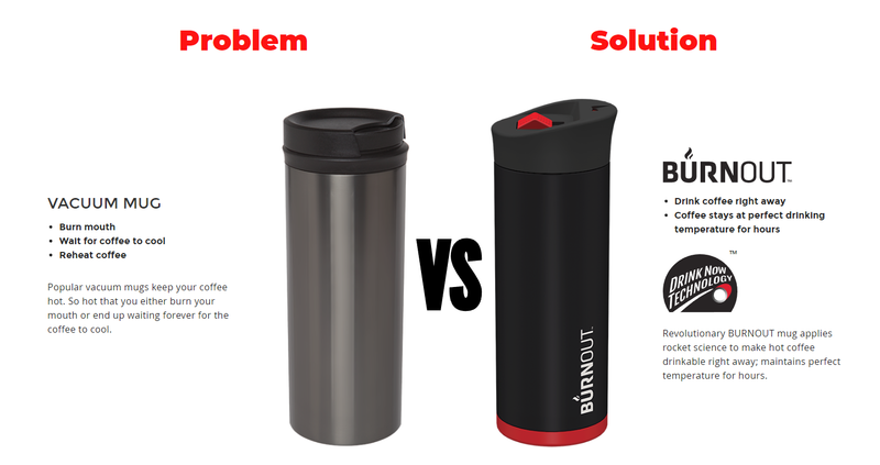 BURNOUT Temperature-Regulating Coffee Mug with Lid, 12 oz, Drops Temp & Holds for Hours, Insulated Stainless Steel Travel Tumbler w/HeatZorb Black 12.0 fluid_ounces