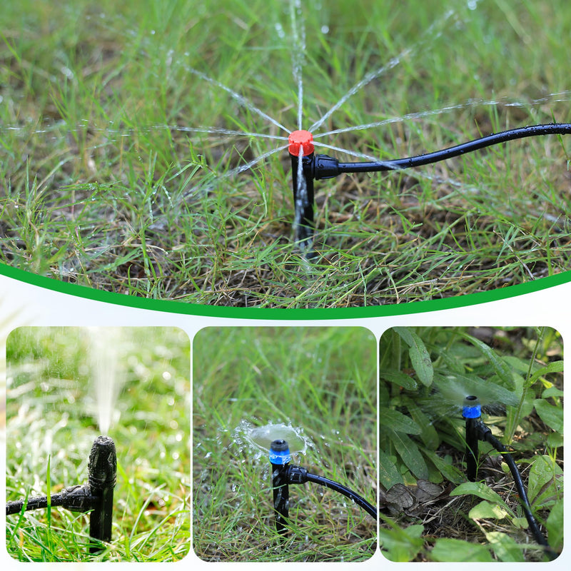 [Australia - AusPower] - 60 Pcs Drip Irrigation Sprayer Emitters for 1/4" Irrigation Tubing,Adjustable Water Flow Irrigation Misting Emitters Irrigation Drippers,3 Style Drip Micro Sprinkler Nozzles for Garden Water System 