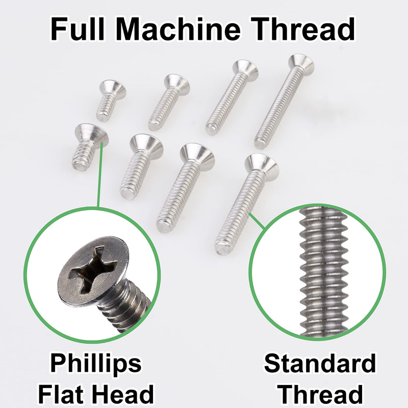 [Australia - AusPower] - Flat Head Screws #4-40#6-32 - Machine Screws Assortment Kit - 240 pcs - Bolts and Nuts Set - Full Thread Small Screws with Storage Box Flat Head 