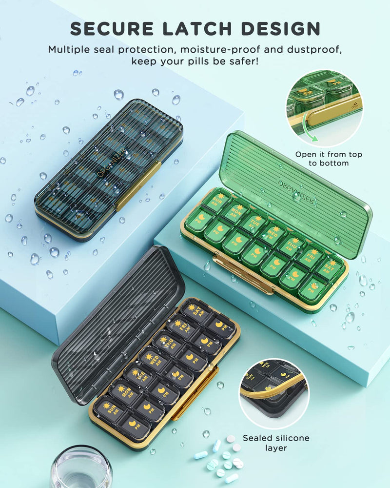 [Australia - AusPower] - Am Pm Pill Organizer, Weekly Pill Box 2 Times A Day - Acedada 7 Day Pill Organizer with 7 Separate Containers, Portable Daily Medicine Dispenser Case for Vitamin, Fish Oils, Supplements, Stylish Blue 