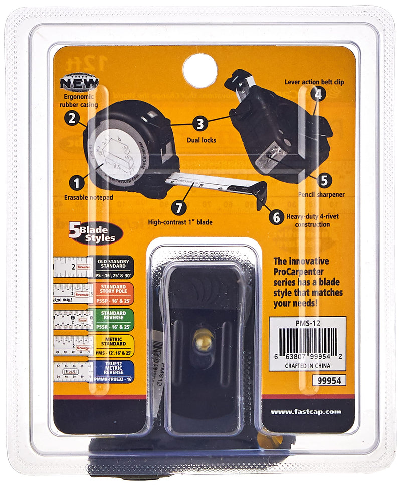 [Australia - AusPower] - FastCap PSSR25 25 Foot Lefty/Righty Measuring Tape , Black & Fastcap PMS-12 12-Foot Metric/Standard Measuring Tape 