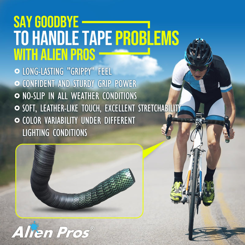 ALIEN PROS Set of 4 Green & Silver Chameleon Bike Handlebar Tape - Elevate Your Ride with Stylish, Comfortable, and Color-Shifting PU Tape for Enhanced Grip with These Bicycle Handle bar Tape