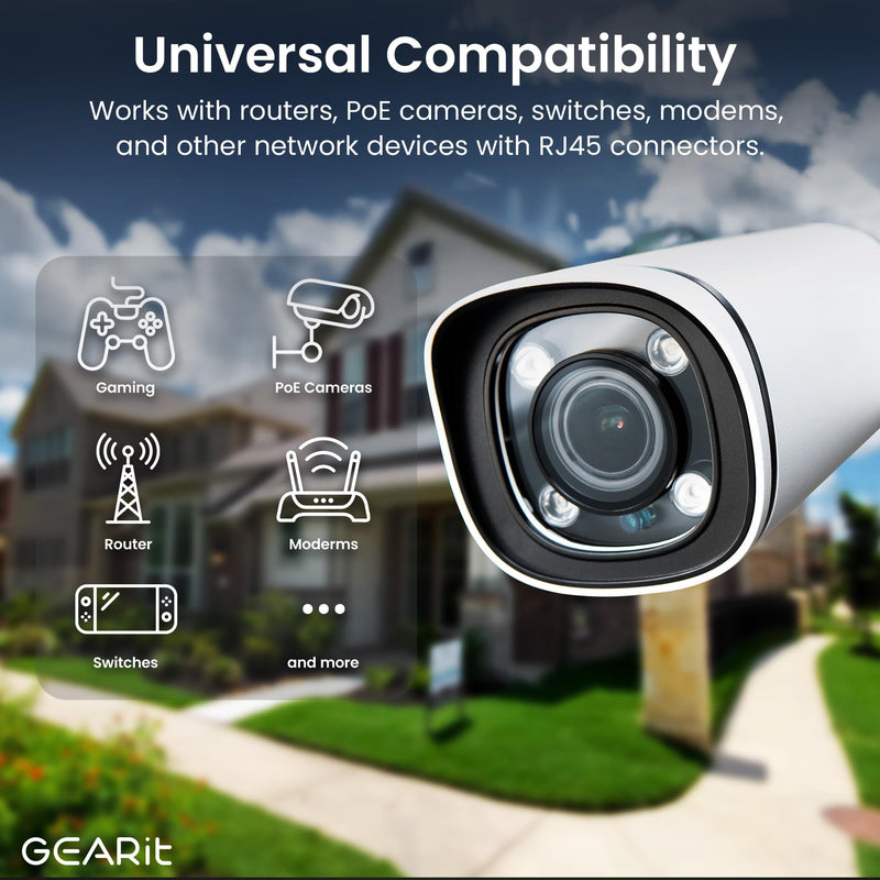 GEARit Cat8 RJ45 (75FT) Shielded Cable, 26AWG, 40Gbps 2000Mhz SFTP Patch Cord, Heavy Duty High Speed Cat8 LAN Network Ethernet Wire, in Wall, Outdoor, Weatherproof Rated for Router, Modem, Gaming Round Cable - Cat 8 Black 75 Feet