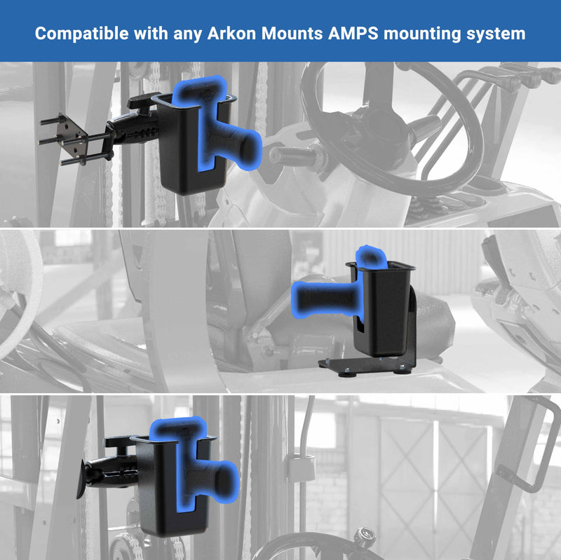 [Australia - AusPower] - ARKON Mounts Large Barcode Scanner Holder | Fits Large Barcode Scanners | 4-Hole AMPs Mount | Heavy Duty Design for Fulfillment Centers and Warehouses | Compatible Zebra Scanner Holster 
