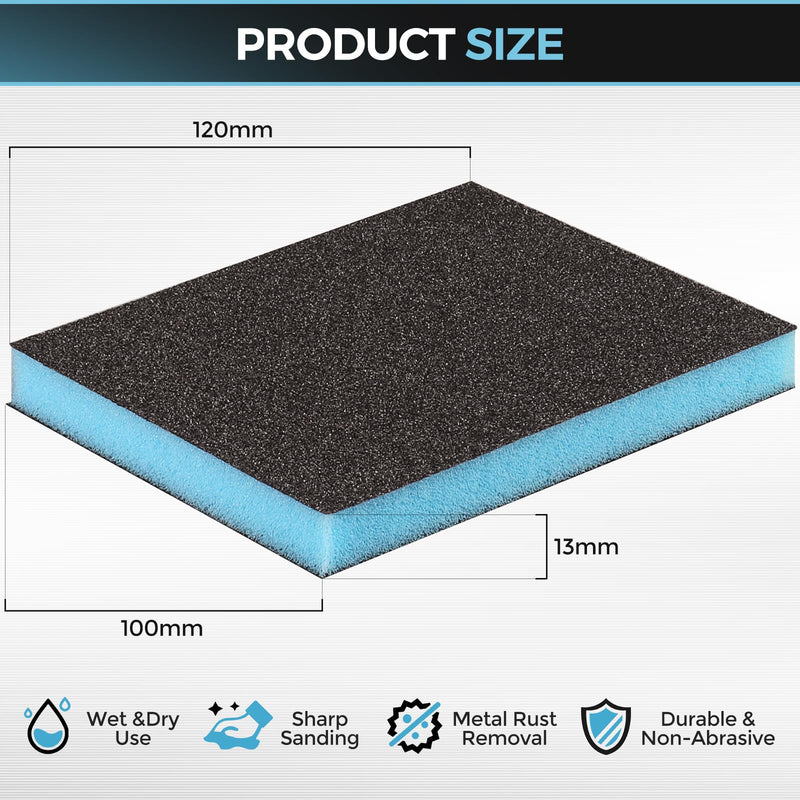 [Australia - AusPower] - Sruhrak Pack of 18 Soft Sanding Sponge, 80/100/120/180/220/240 Grit Soft Sanding Block, Wet and Dry Sanding Sponges, Washable and Reusable Sanding Pads, Three Pieces per Particle Size 18 Stück-MIX Körnung Blue 