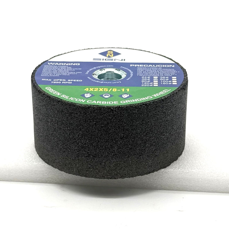SIGNI 4-Inch Green Grinding Stone,4X2X5/8-11 Threaded Arbor, 60 Grit Abrasive Grinding Wheel for Angle Grinder, Ideal for Stone Surface Grinding Shaping