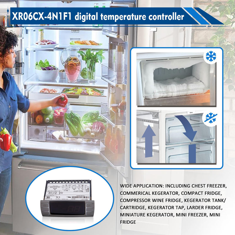 [Australia - AusPower] - for Dixell XR06CX-4N1F1 Temperature Controller, Fit for 120V 50-60hz Commercial Refrigerators/Freezer,for Dixell Temperature Controller with Sensor Probe (4N1F1) 4N1F1 