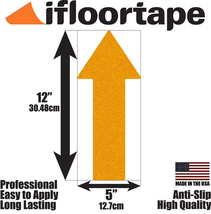 DuraMark Durable Adhesive Orange Reflective Anti-Slip Glass Bead Surface 12 Inch Arrows for Outdoor and Permanent Applications | Safety Floor Signs (Pack of 6) 12 Inch - Pack of 6 Pcs