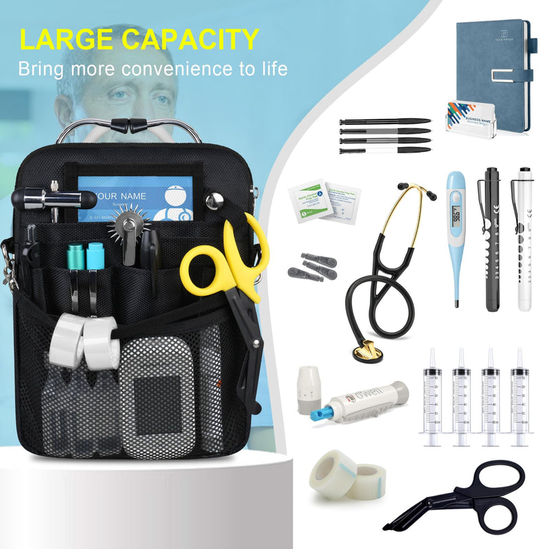 [Australia - AusPower] - RAIALL Nurse Fanny Pack with Medical Gear Pockets, Tape Holder, Medical Bag Nurse Waist Pouch Organizer with Utility Storage for Stethoscopes, Scissors Supplies and Emergency Supplies, Black 