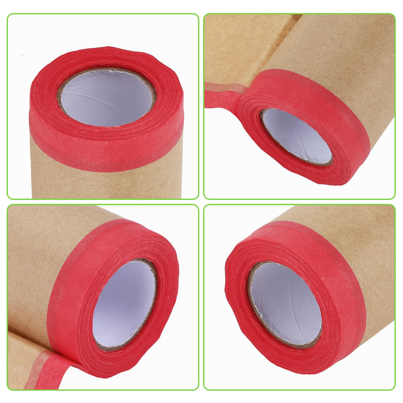 Pre-Taped Masking Paper Automotive Paint Masking Paper Kraft Paper Natural Fiber Material 1 Pc 1500x60cm / 49.21ftx23.62" Brown Red 49.21FT x 23.62"