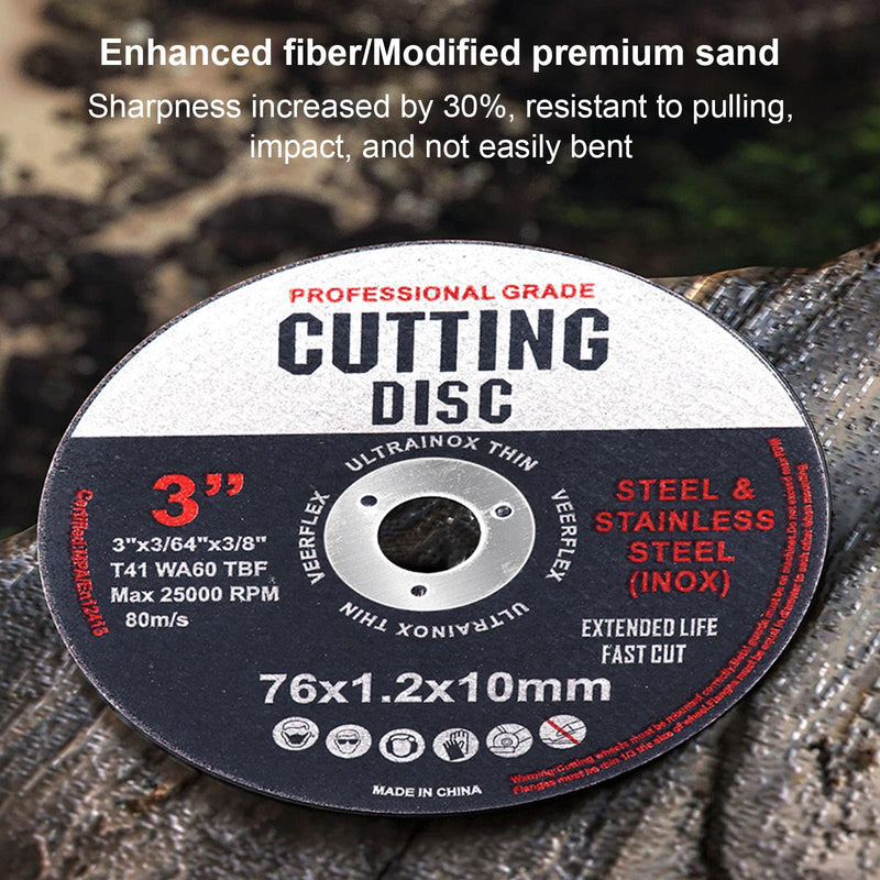 [Australia - AusPower] - Pack of 12 Cutting Discs 76 mm, Cutting Discs, Grinding Discs, Angle Grinder Discs for Metal, Cutting Disc for Separating Metal and Wood 