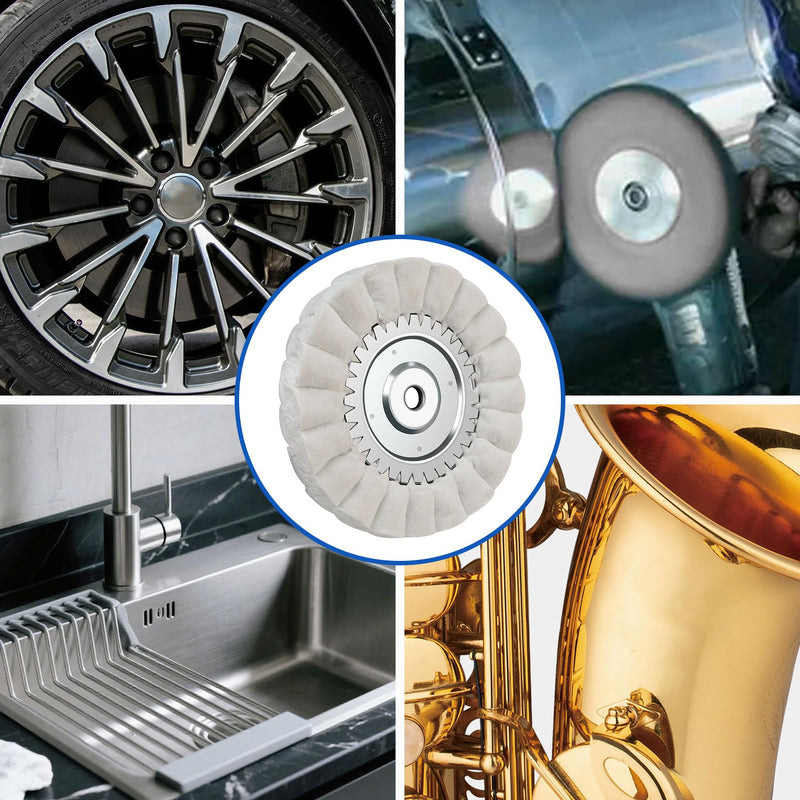 [Australia - AusPower] - 8" S-Shape Fine Airway Buffing Wheel with 5/8" Arbor Flange-Free Hub, Buffing Wheels for Angle Grinder, Polishing Wheels for Mirror Finish on Aluminum Stainless Steel Truck Wheels Rims 