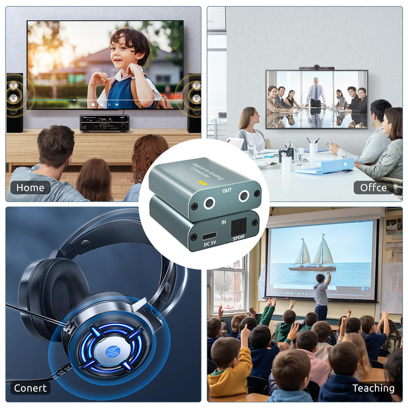 [Australia - AusPower] - Digital to Analog Audio Converter,192kHz DAC Converter Digital Optical to Dual Analog 3.5mm AUX Audio Adapter with Optical Cable 3.5 Audio Cable and 3.5 to RCA Cable(Optical to Dual 3.5mm Jack) Optical to Dual 3.5mm Jack 