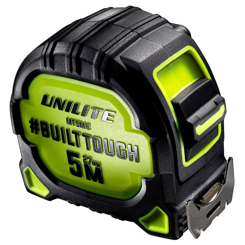 [Australia - AusPower] - Unilite MT5M2 Heavy Duty Tape Measure – 5m/16ft, 27mm Wide SUPERBLADE Nylon Coated, 2.9m Stand-Out Blade, Magnetic Dual Hook, Dual-Sided Imperial/Metric, Impact Resistant 