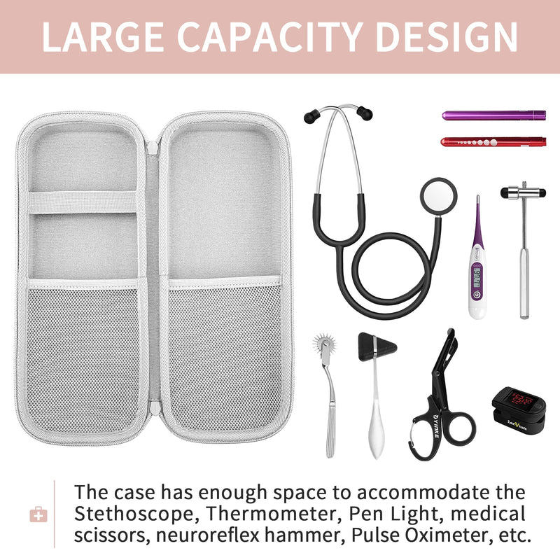 [Australia - AusPower] - Travel Case for 3M Littmann Classic III/Lightweight II S.E./ Cardiology IV Stethoscope & MDF Acoustica Stethoscope, Carrying Storage Bag Cover Organizer (Golden Pink) Golden Pink 
