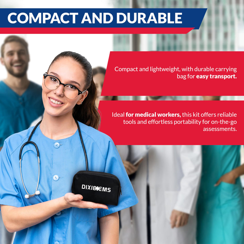 [Australia - AusPower] - Dixie EMS Aneroid Sphygmomanometer and Dual Head Stethoscope Set with Adult Size Blood Pressure Cuff, Calibration Key and Carrying Case – Navy Blue - FSA/HSA Eligible 