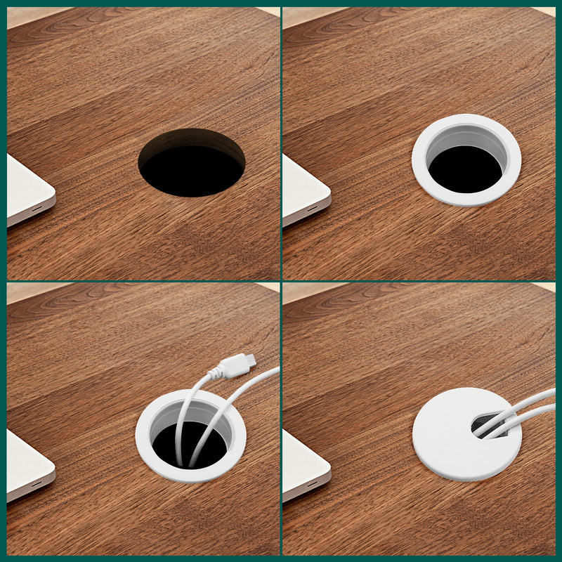 [Australia - AusPower] - White Desk Cord Grommets 1-1/2 Inch, Plastic Grommet Cable Hole Cover for Office Equipment, Computer Desk Wires - 2 Pieces White 