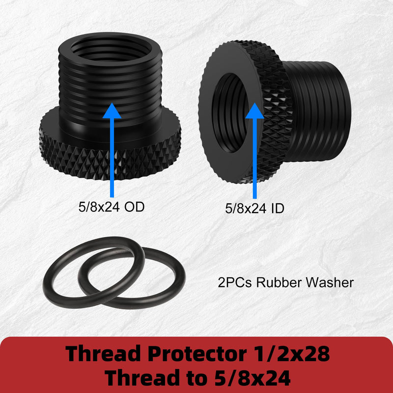 [Australia - AusPower] - 2 Pack Thread Protector 1/2x28 Thread to 5/8x24 with Rubber Washer Convert (2 Pack) 2 Pack 