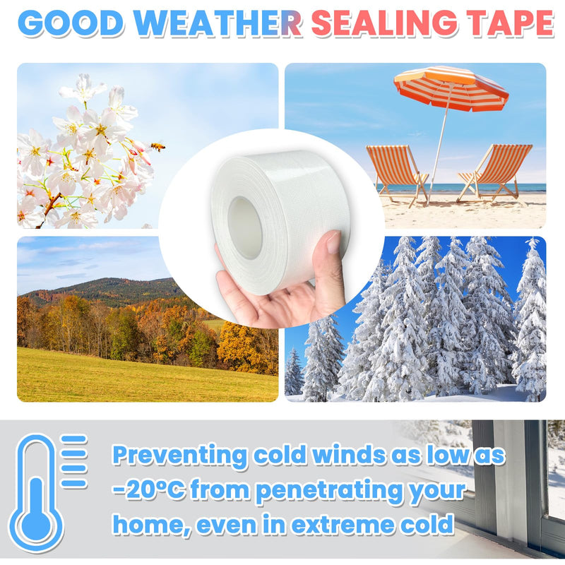 [Australia - AusPower] - White Window Weather Sealing Tape,Window Draft Isolation Sealing Film Tape,Window AC Seal Air Conditioner Sealing Tape No Residue, Self Adhesive for Keep Out Cold Air Dust Rain, Waterproof 2 Inch x 65 FT White 