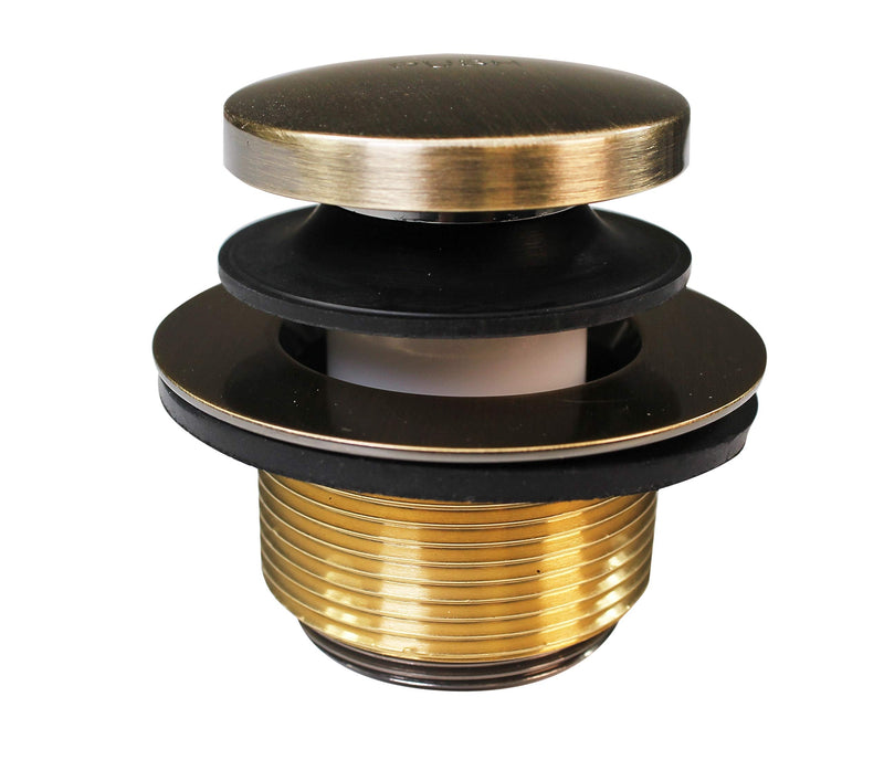 Westbrass Universal Fine or Coarse Thread Replacement Tip-Toe Strainer Drain with 2-Hole Faceplate, Antique Brass, D93K-06 1 Pack