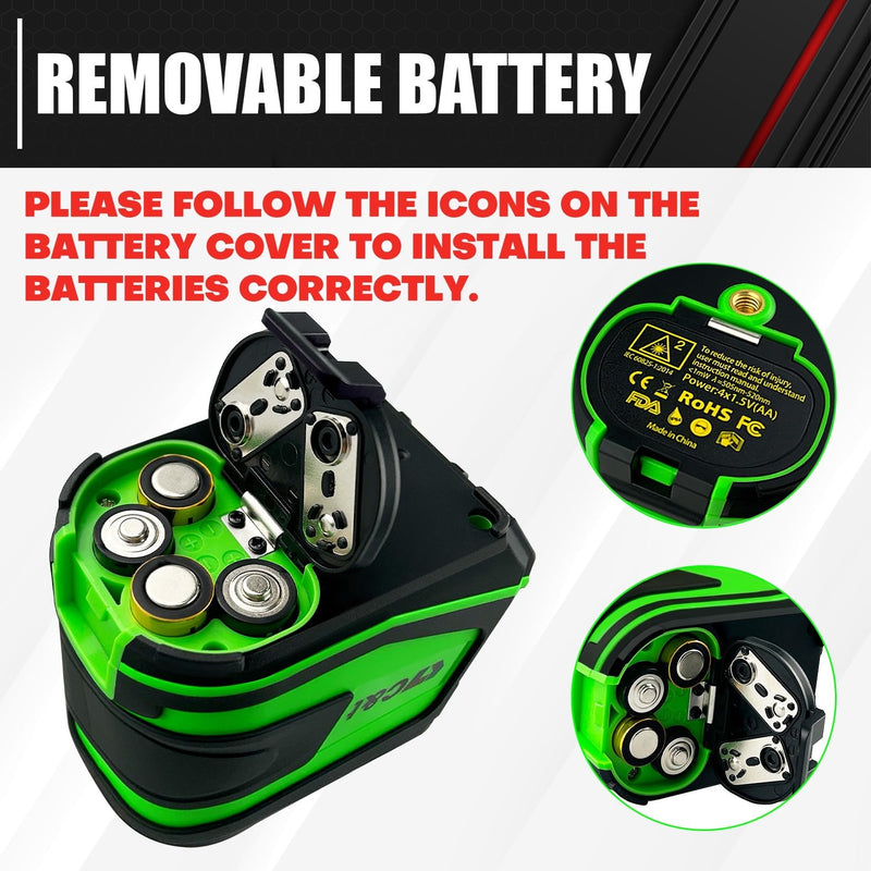 [Australia - AusPower] - 5 Line Laser Level,100ft Self-Leveling Green Laser Level,Cross Line Laser,Vertical and horizontal lines,Rotates 360 Degrees,Include Magnetic Pivoting Base, Portable Bag, Laser Target Plate,Batteries 5 LINE 
