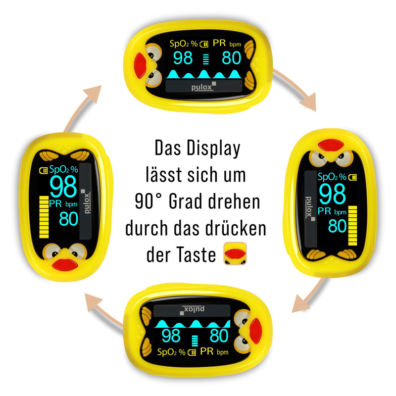 Pulox PO-210B Children's Pulse Oximeter Battery Operated with Alarm | Finger Pulse Oximeter for Children and Toddlers Rechargeable with Acoustic Warning Function