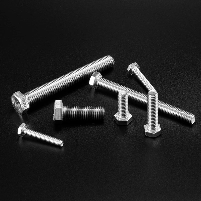 [Australia - AusPower] - 3/8-16 x 1/2" Hex Head Screw Bolt, 10Pcs 18-8 (304) Stainless Steel, Fully Threaded, Plain Finish, by SG TZH 10 3/8-16 x 1/2" 