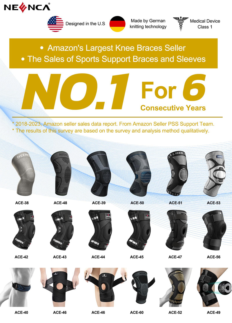[Australia - AusPower] - NEENCA Knee Brace for Women & Men, Medical Knee Support with Patella Pad & Side Stabilizers, Knee Compression Sleeve for Knee Pain, Meniscus Tear, ACL, Joint Pain, Runner, Workout - FSA/HSA Eligible XXX-Large Blue 