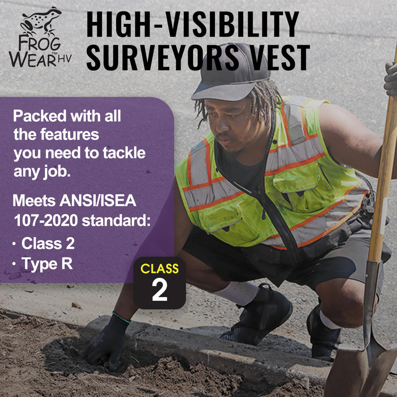 GGS High Visibility Safety Vest - Lightweight Yet Durable, Reflective Tape, 9 Pockets - Construction, Transportation, Running/Biking, Hunting, Yellow/Green & Black, XL X-Large