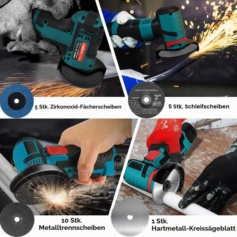 Set of 23 75 mm Cutting Discs & Flap Discs Set, Bore Diameter 10 mm, Angle Grinder Accessories for Mini Angle Grinders, Cutting, Polishing, Grinding of Metal, Wood, Plastic