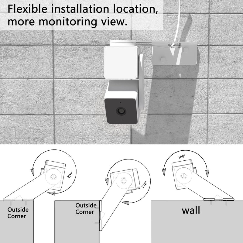[Australia - AusPower] - Outside Corner Wall Mount Bracket for Wyze Cam Pan V3 (NOT Included Camera), Make Cam Pan V3 Cover Both Sides of The House 270 Degrees, Maximizing Coverage Reduce Blind Spots (Pack of 2, White) Pack of 2 (NOT Included Camera) 