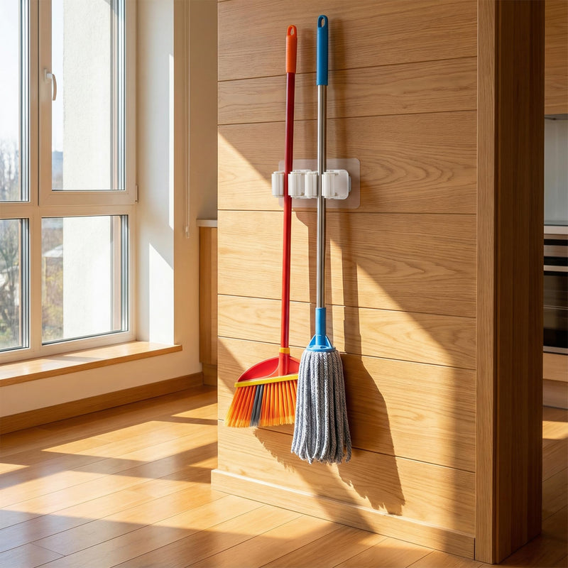 Broom Holder Wall Broom Holder Broom Holder Tool Holder Garden Tool Holder Stainless Steel Wall Mount for Mop, Broom, Shovel, Tools, Pack of 6 Plastic
