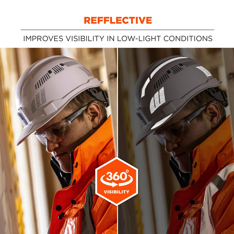 Ergodyne Skullerz 8961 Reflective Hard Hat Stickers, Safety Helmet Strips, Hard Hat Accessories Adhesive Sticker Decal Kit