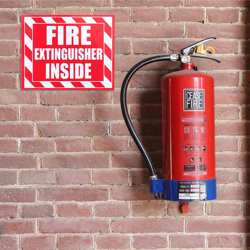 Fasmov 10 Pack Fire Extinguisher Inside Sticker Self -5" x 4" Red on White - NewNest Australia