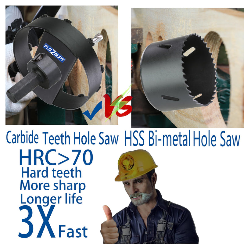 6-3/8” Carbide Grit Hole Saw Cutter for 6” Recessed Light Segmented Cutting Edge 1.2X Faster Than Unsegmented for Drilling Cutting Drywall Ceiling Tile Wood Plaster MDF Drywall 6-3/8"(162mm)